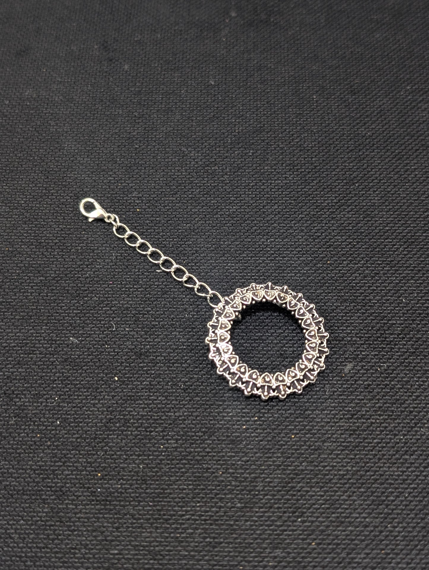 Oxidized Silver Hollow Heart Circle Maang Tikka