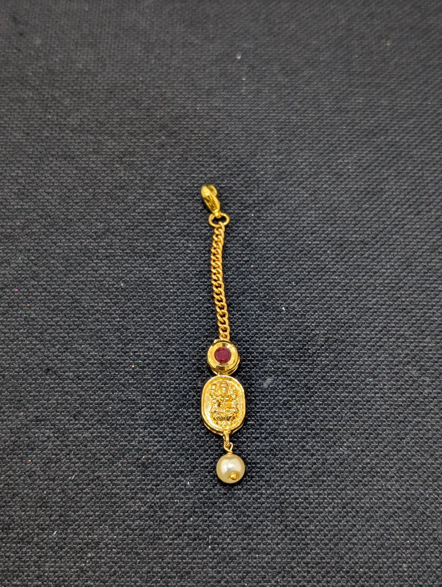 Pink Kundan stone Lakshmi ji Traditional Maang Tikka