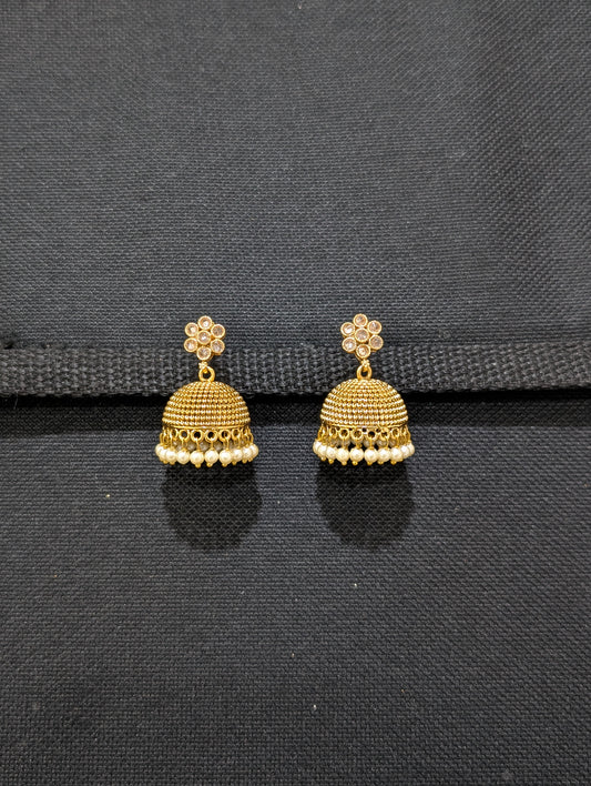 Flower Polki Jhumka Earrings