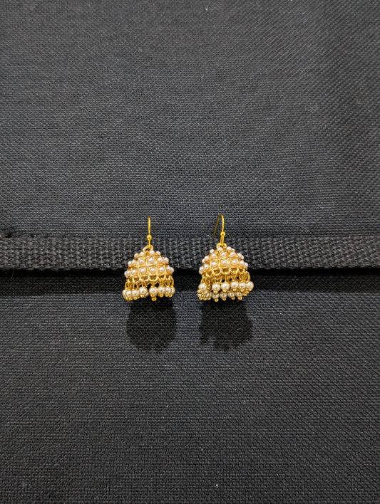 Gold plated Pearl hook drop Small jhumka