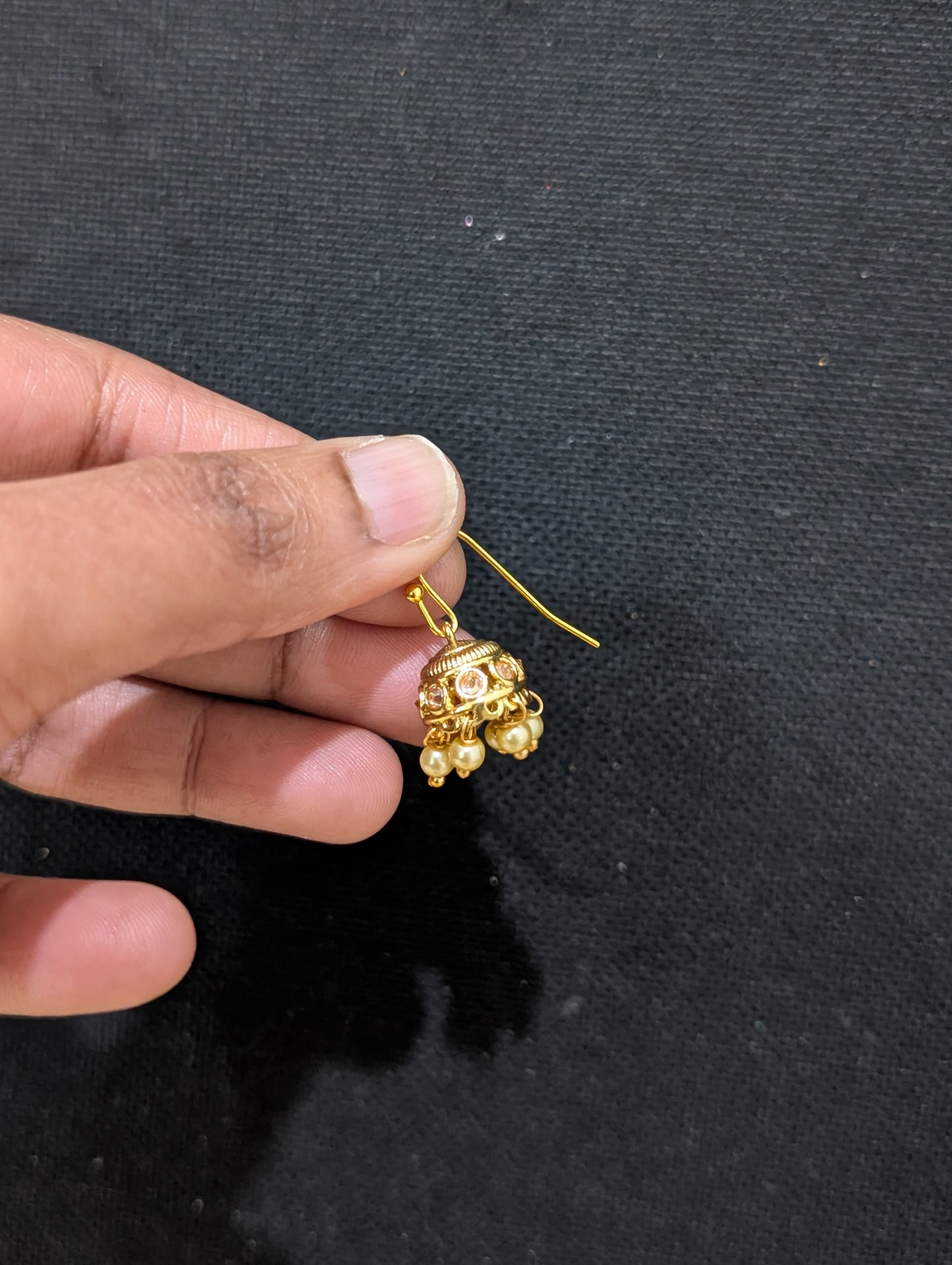 Gold plated mini hook drop jhumka