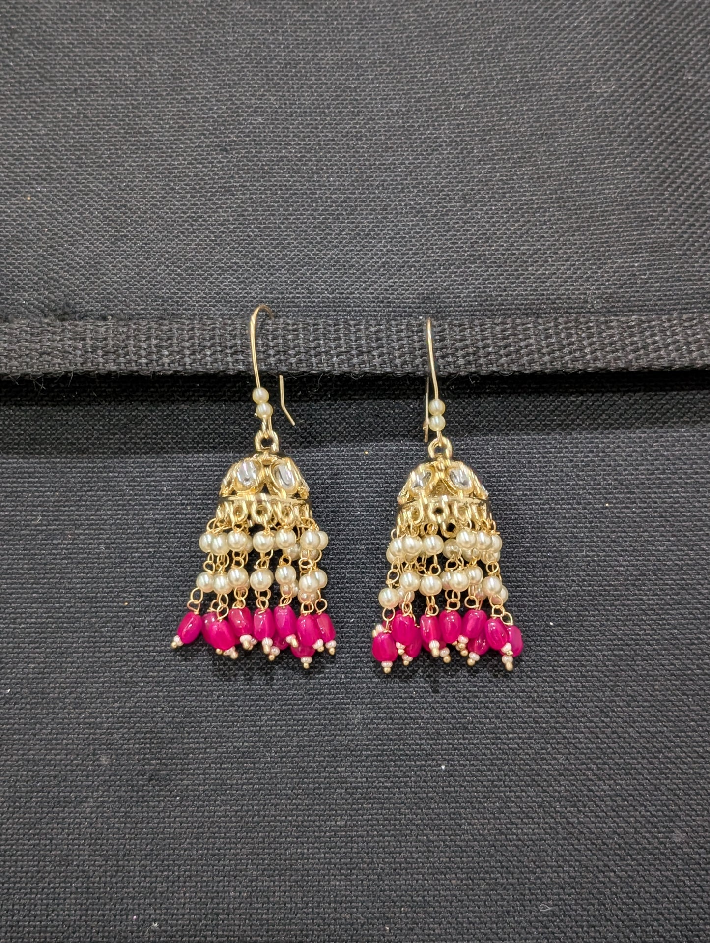 Pearl tassel Kundan Hoop Jhumka Earrings