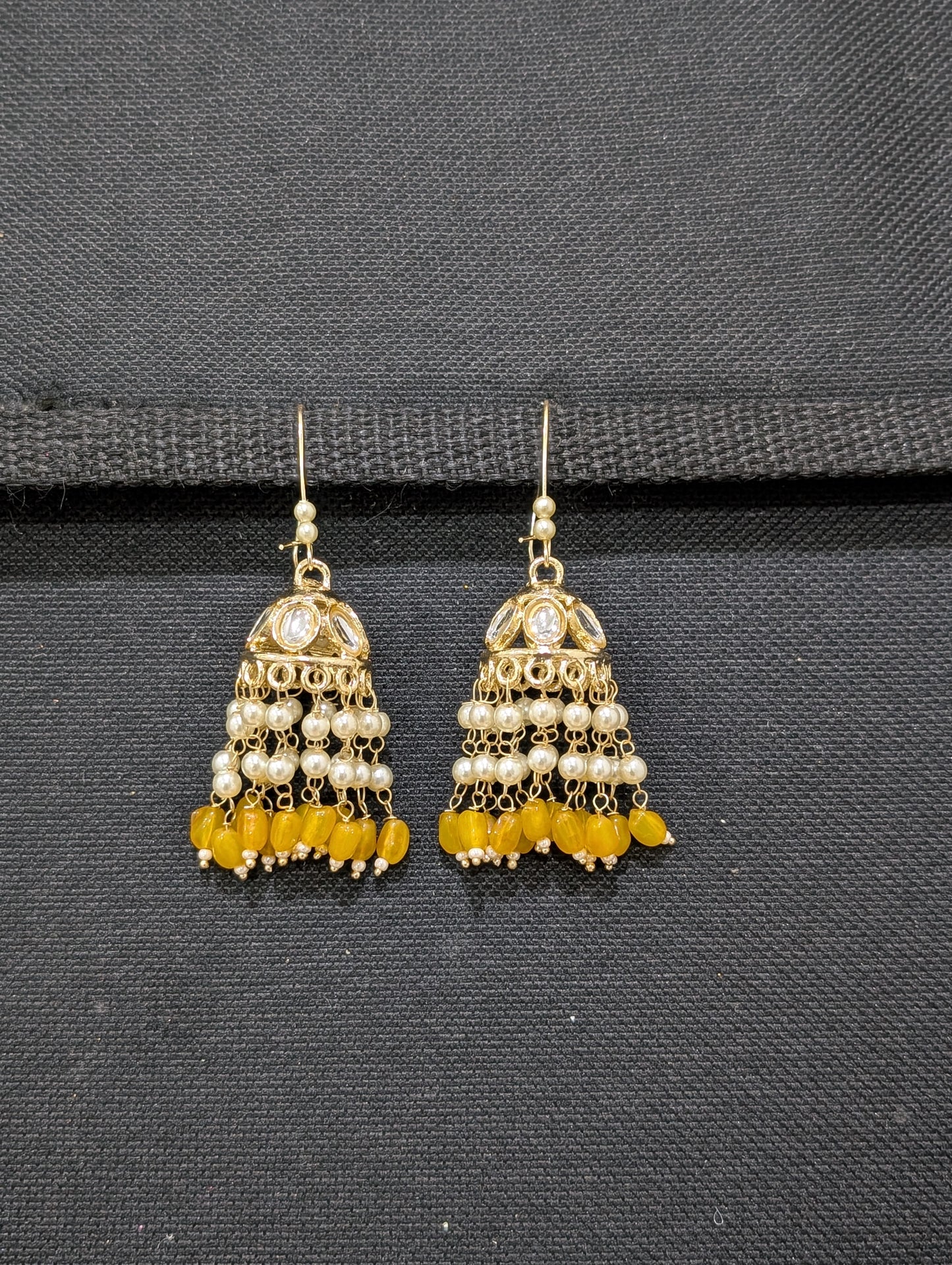 Pearl tassel Kundan Hoop Jhumka Earrings