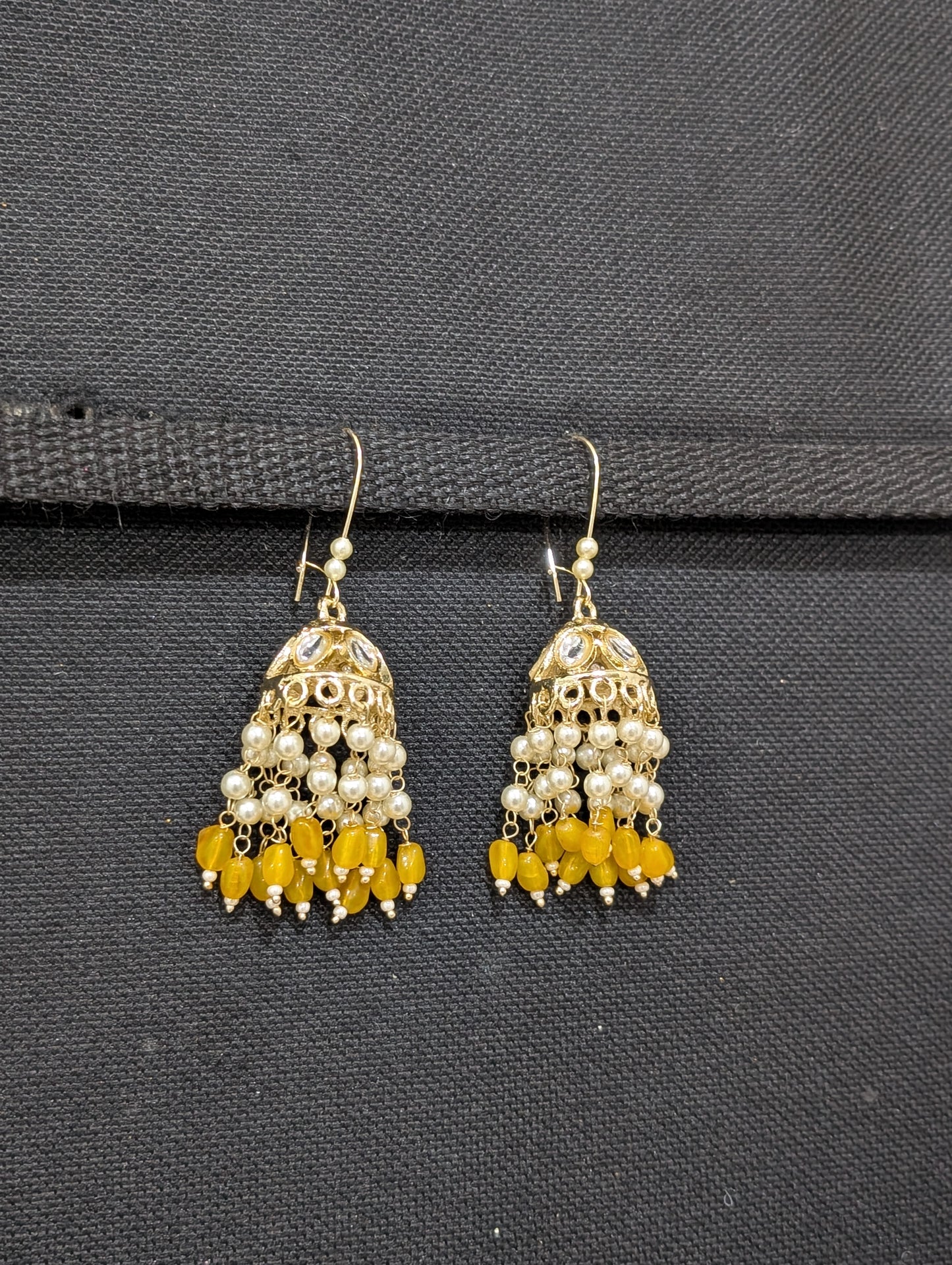 Pearl tassel Kundan Hoop Jhumka Earrings