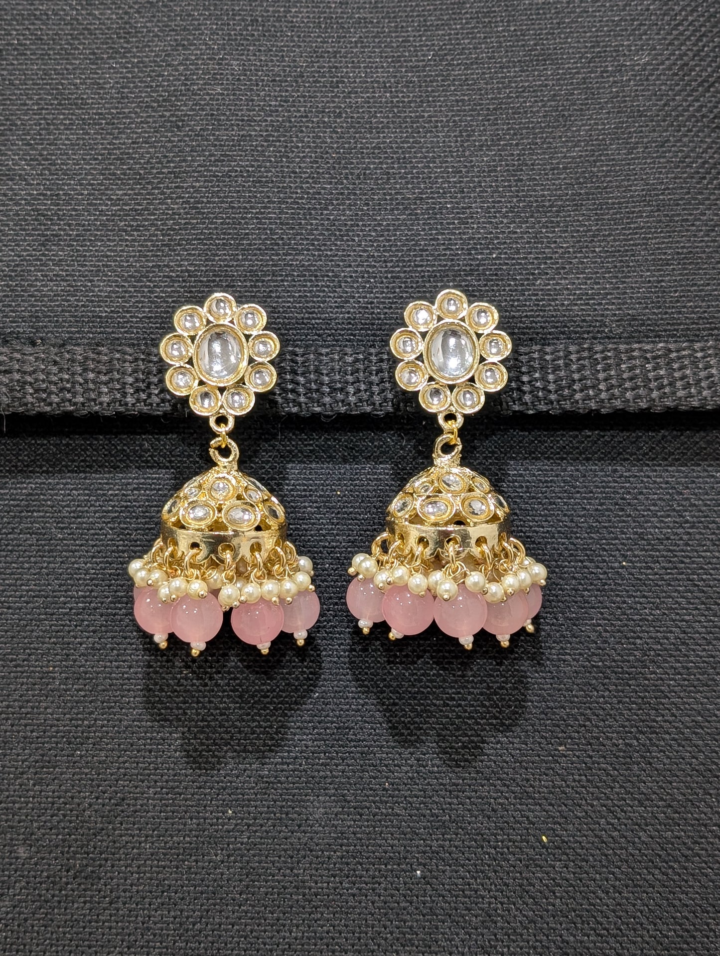 Glass kundan stone Colorful Jhumka Earrings