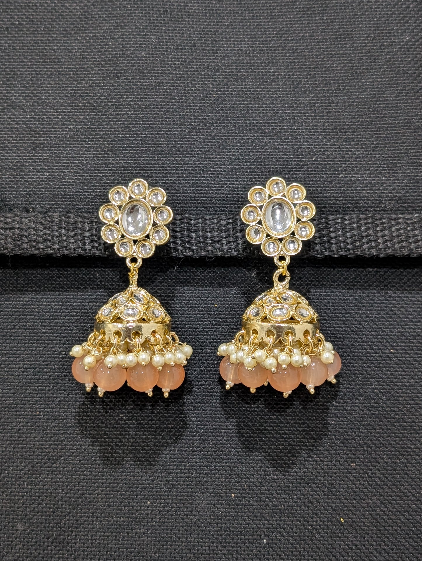 Glass kundan stone Colorful Jhumka Earrings