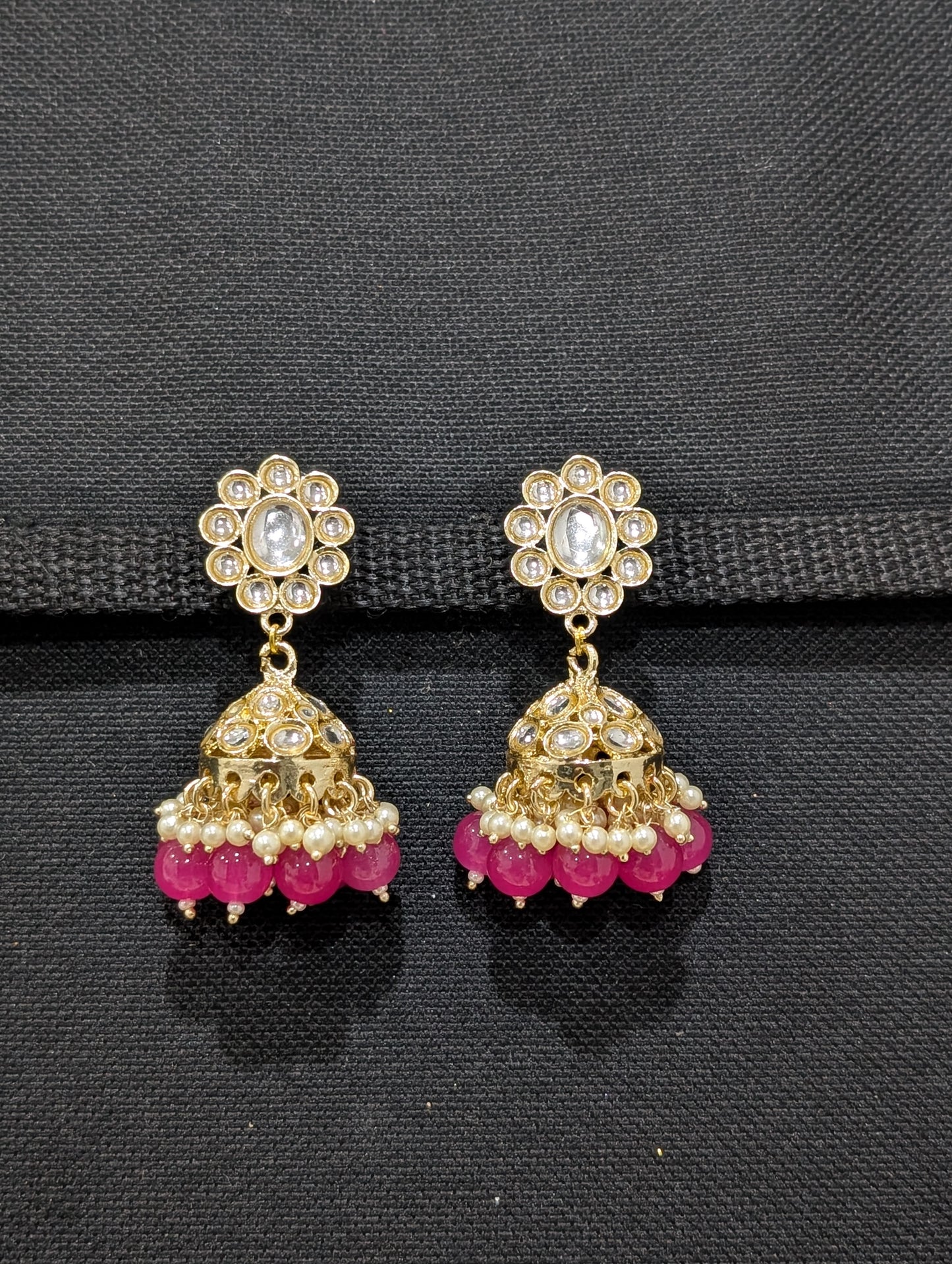 Glass kundan stone Colorful Jhumka Earrings