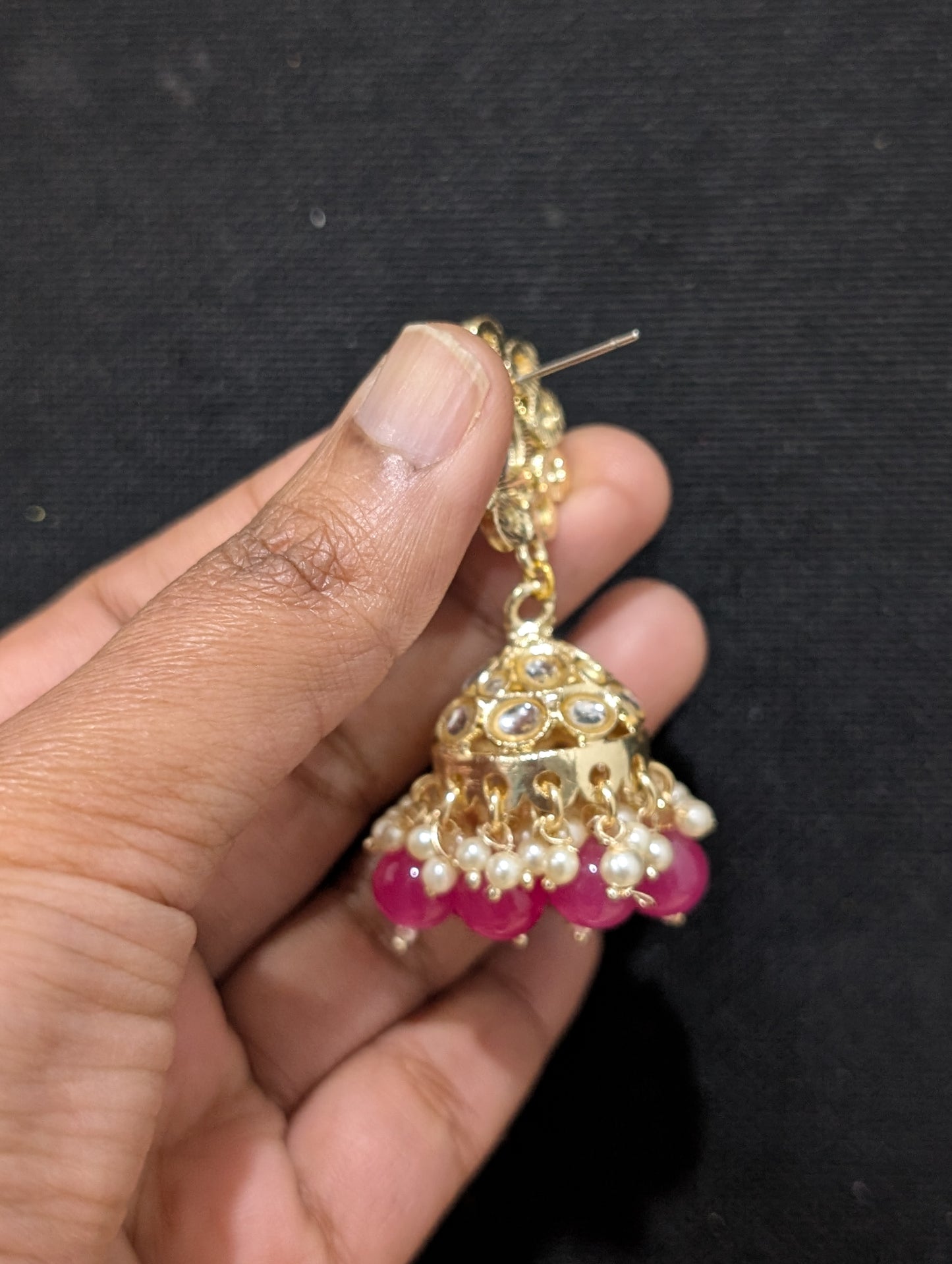 Glass kundan stone Colorful Jhumka Earrings