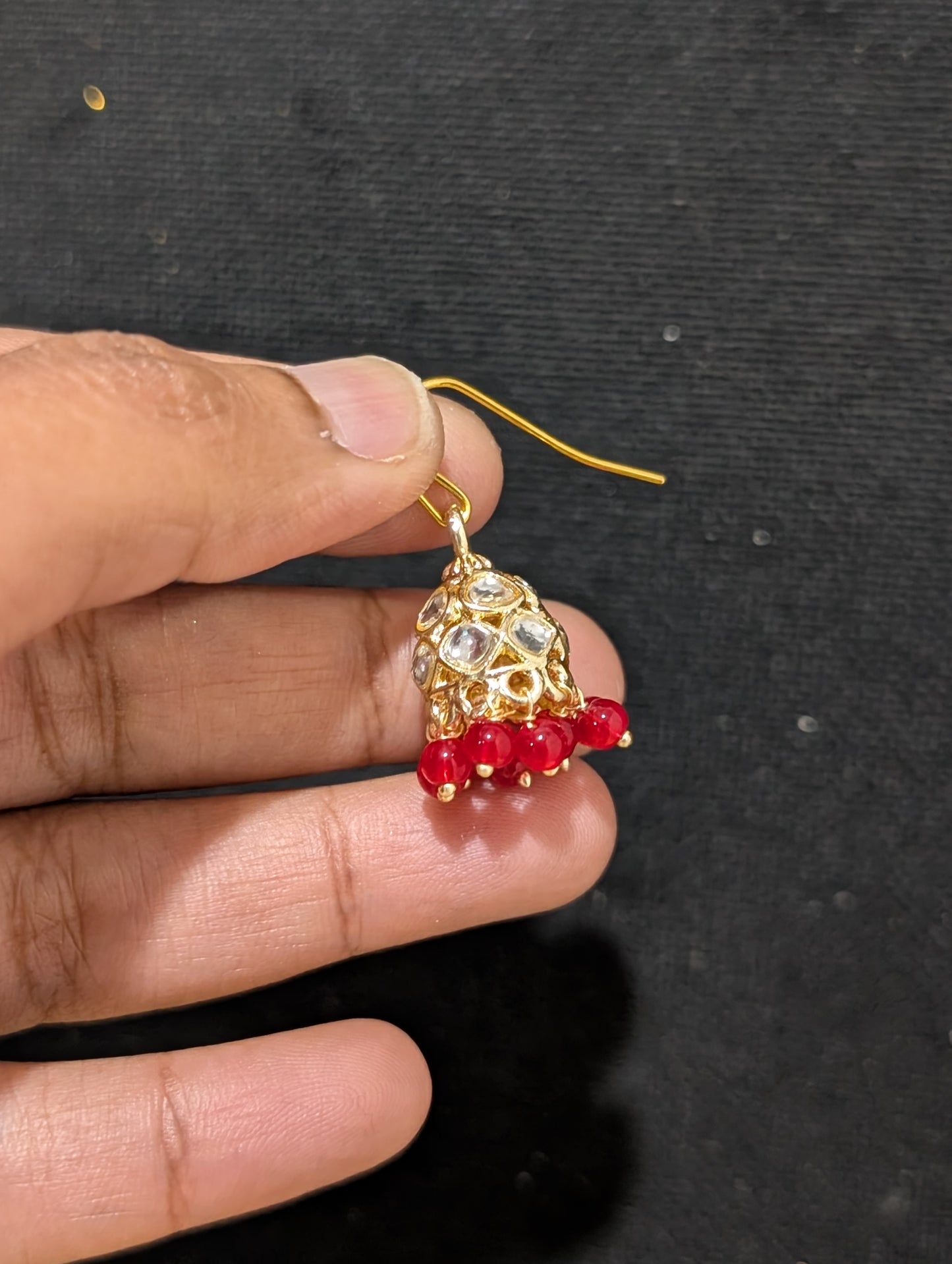 Size 2 - Gold plated hook drop jhumka earrings