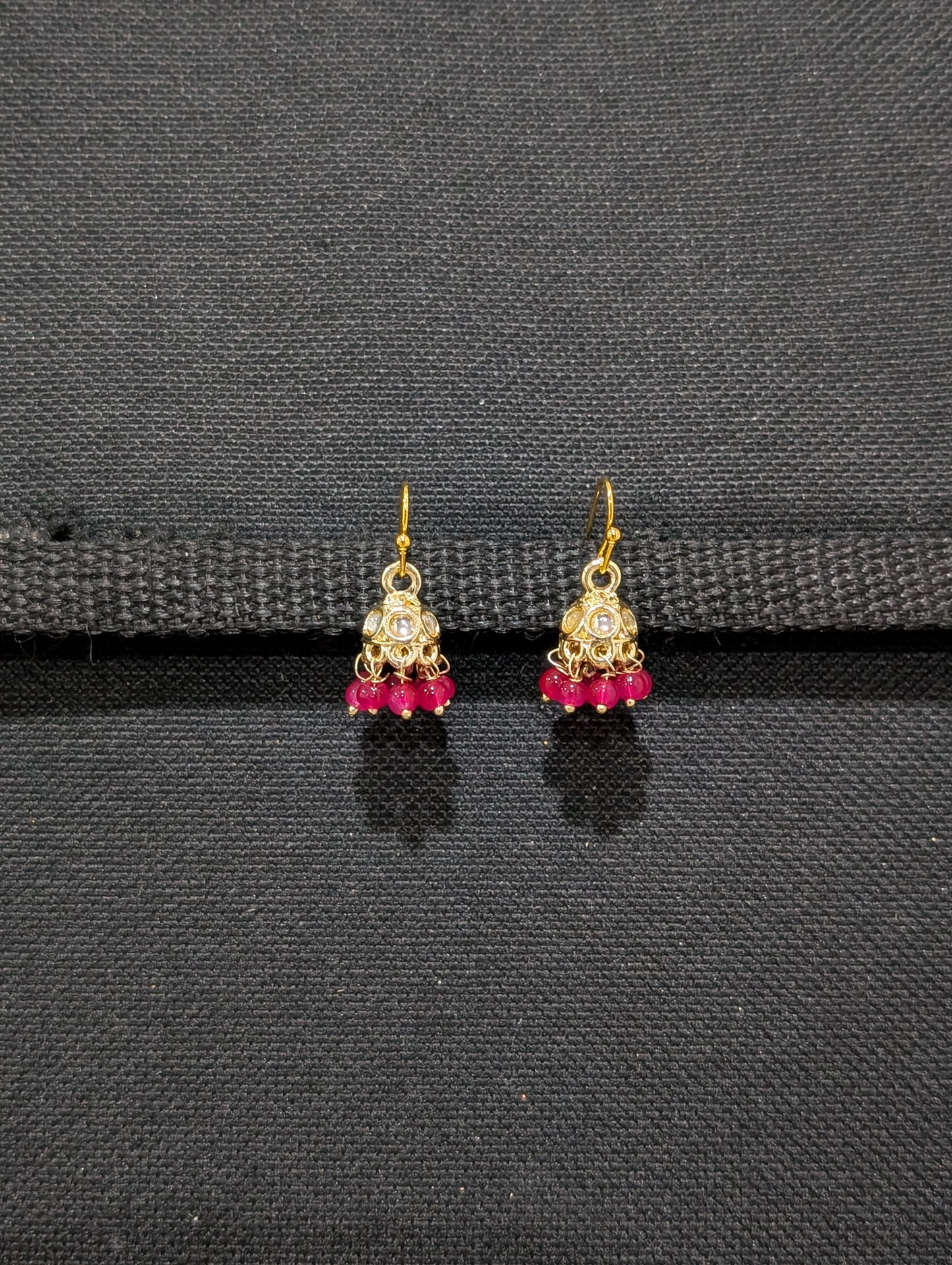 Size 1 - Gold plated hook drop jhumka earrings