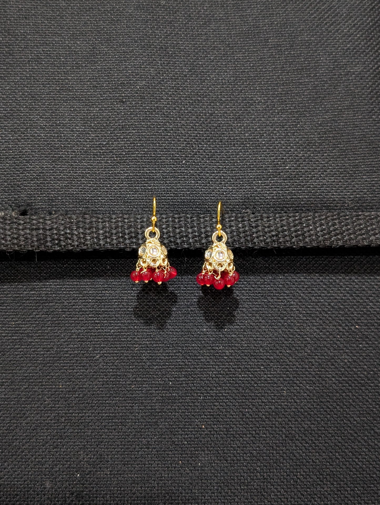 Size 1 - Gold plated hook drop jhumka earrings