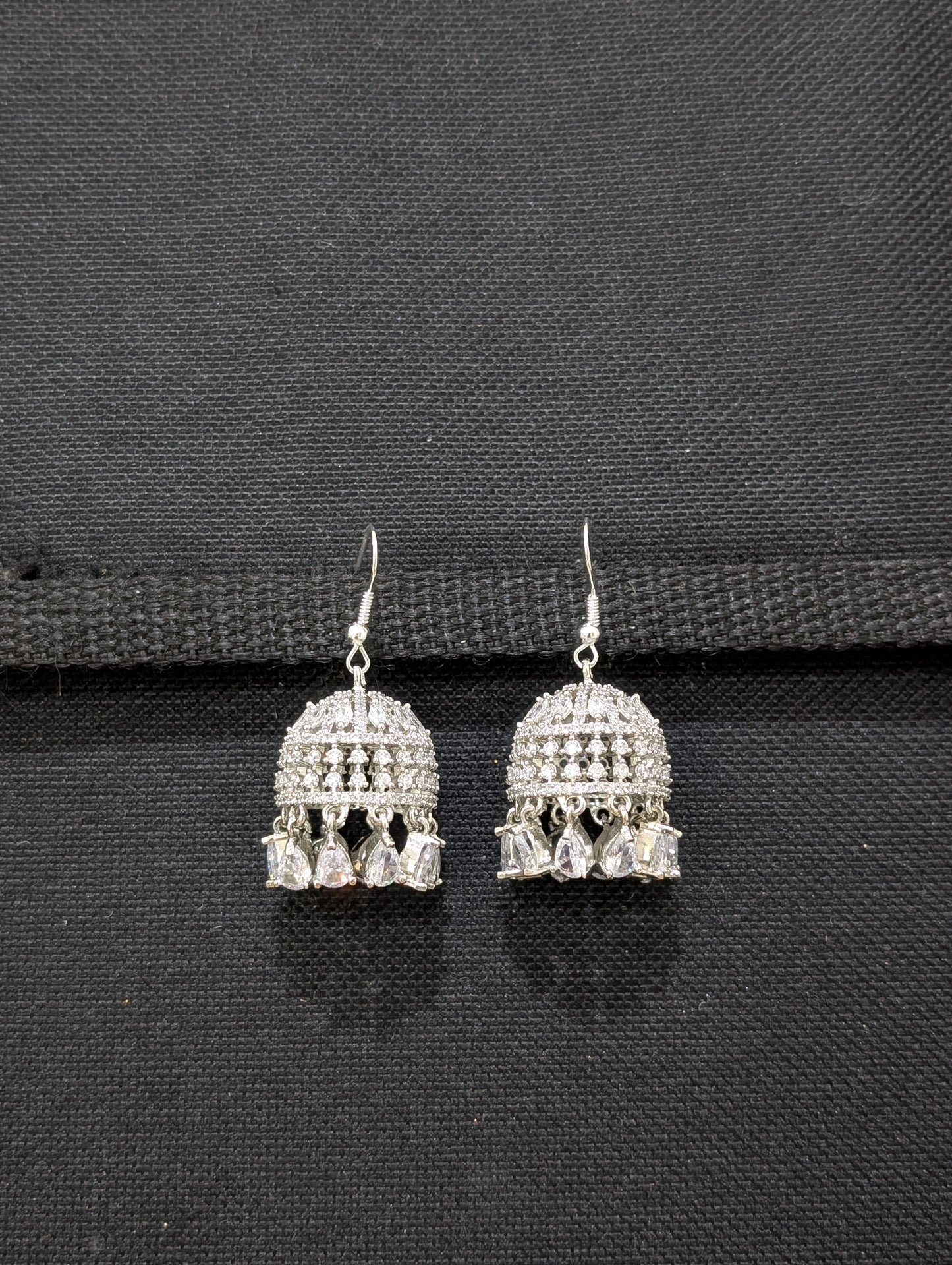 Grand CZ hook drop Jhumka Earrings - D1