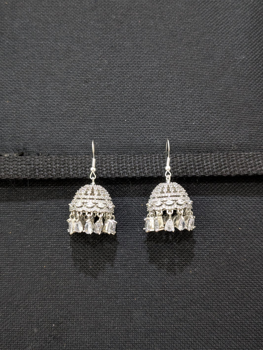 Grand CZ hook drop Jhumka Earrings - D2