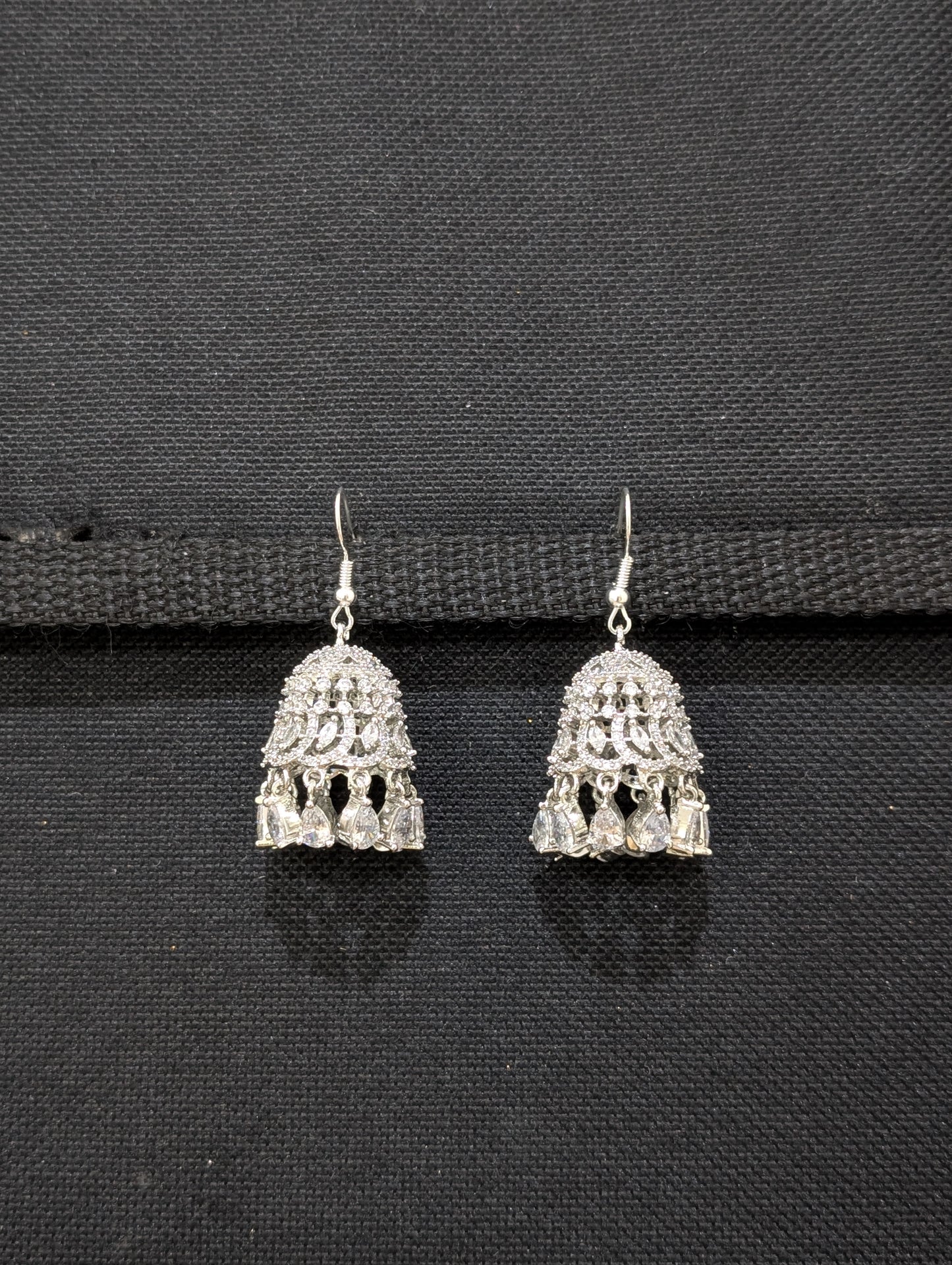 Grand CZ hook drop Jhumka Earrings - D3