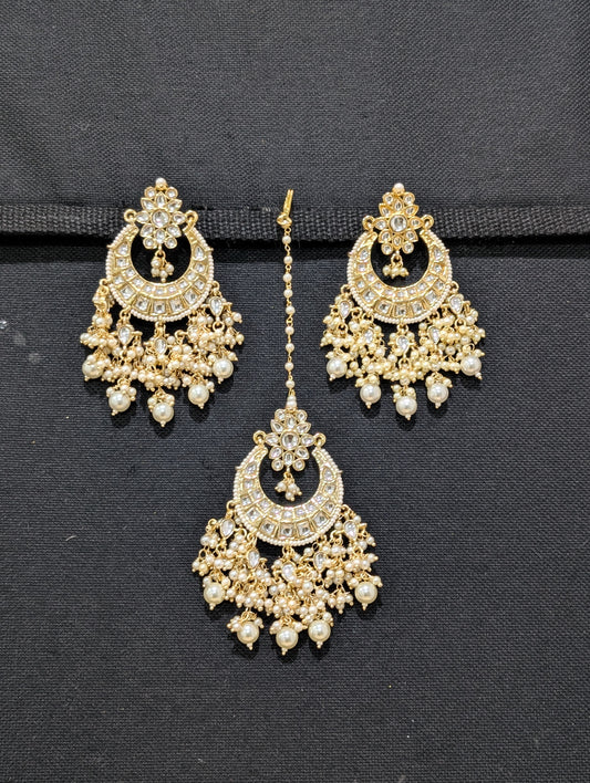 Kundan Maang Tikka and Earrings Combo - Design 2