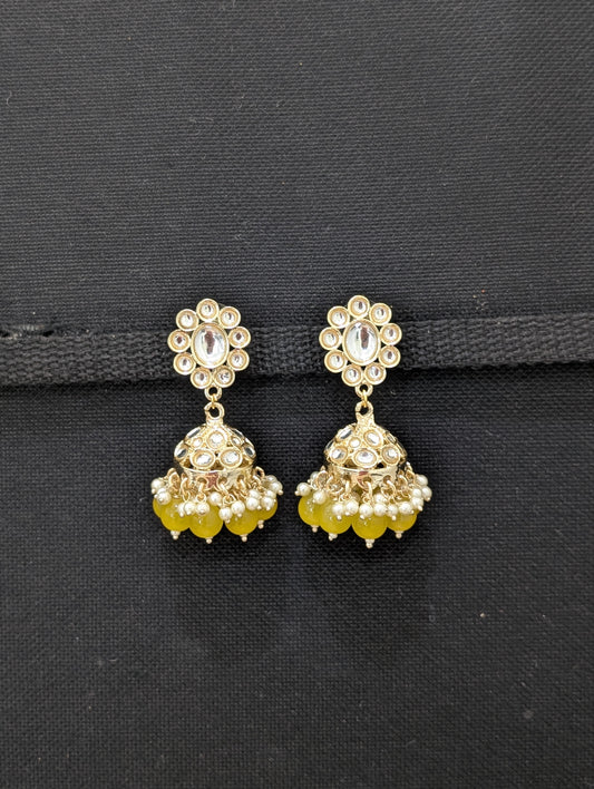 Glass kundan stone Colorful Jhumka Earrings