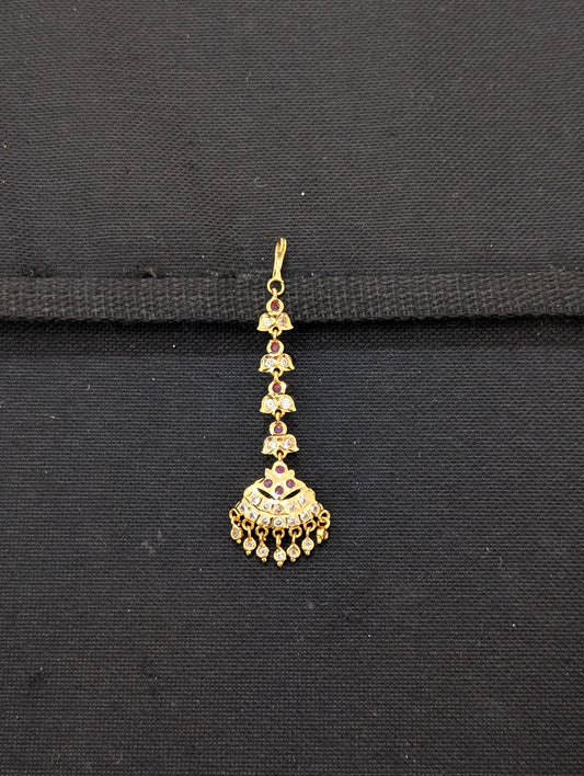 Micro gold plated CZ Maang Tikka - D1