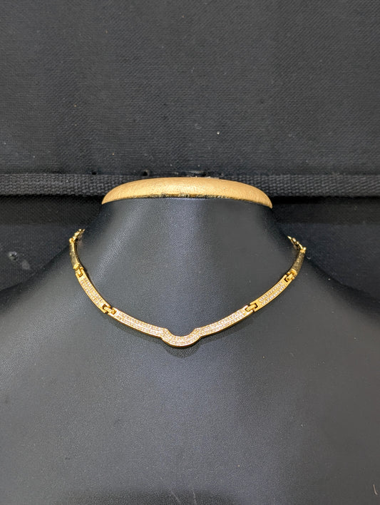 One gram gold plated U Design CZ Choker necklace