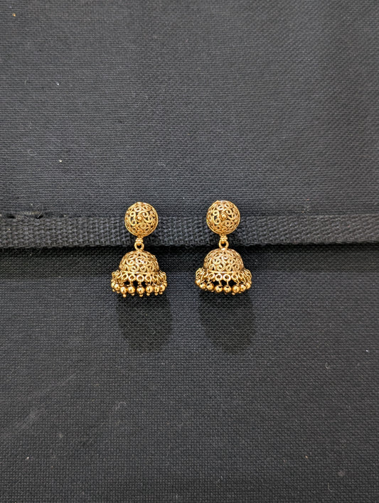 Gold plated Filigree gold bead Jhumka Earrings