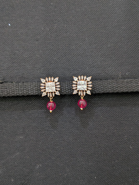 CZ Square Stud earrings