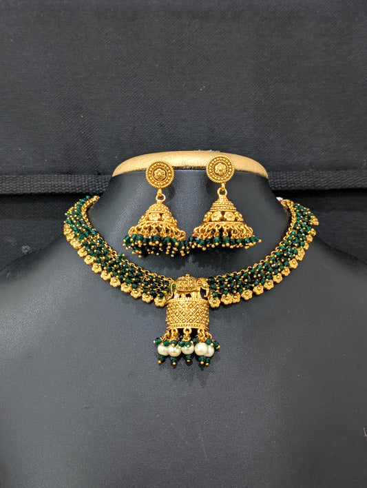 Elephant design beaded Choker Necklace and Earrings set