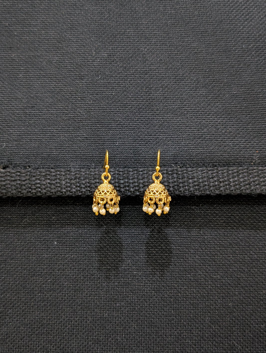 Gold plated mini hook drop jhumka