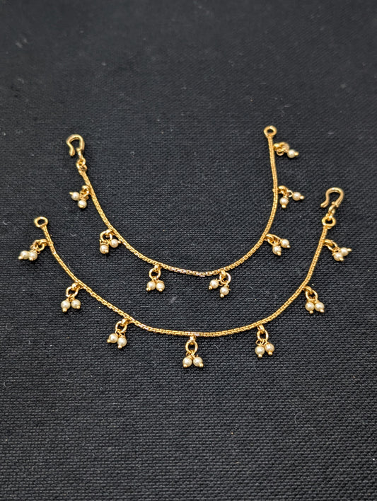 Mini pearl bead dangle Single layer Earrings chain / Maatal / Kaan Chain