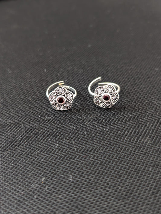 Oxidized silver CZ adjustable Toe Rings