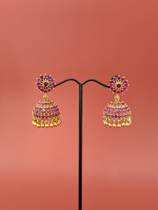 Micro gold plated Medium CZ Jhumka Earrings