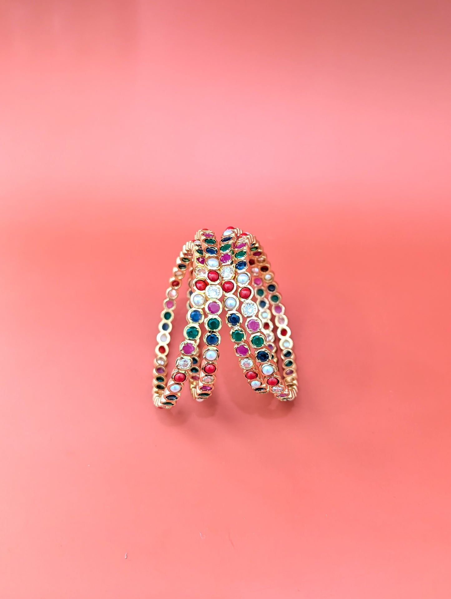 Navaratna CZ stone Bangles - Set of 4