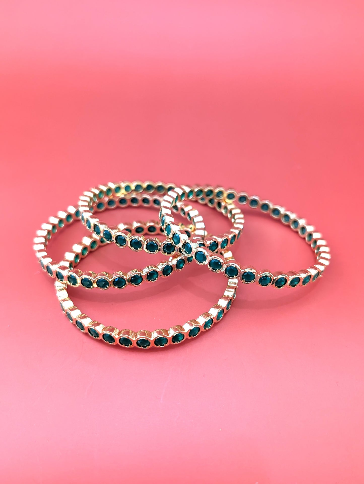 Green CZ stone Bangles - Set of 4