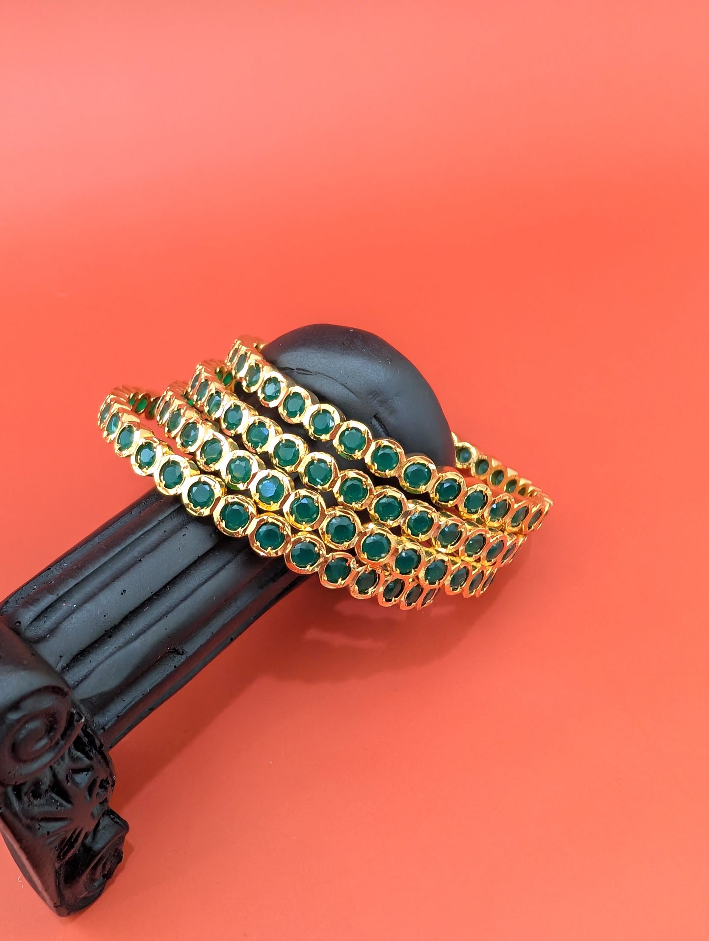 Green CZ stone Bangles - Set of 4