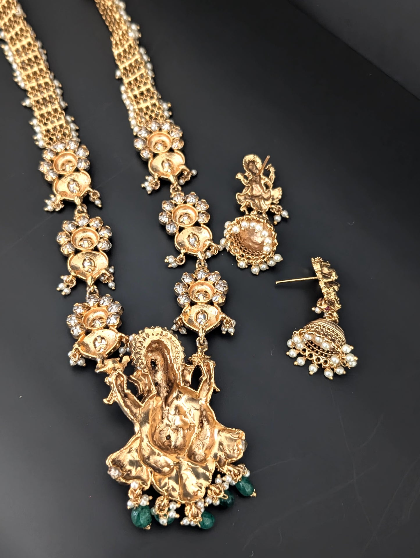 Lord Ganesh ji  Antique Long Necklace and Earrings set