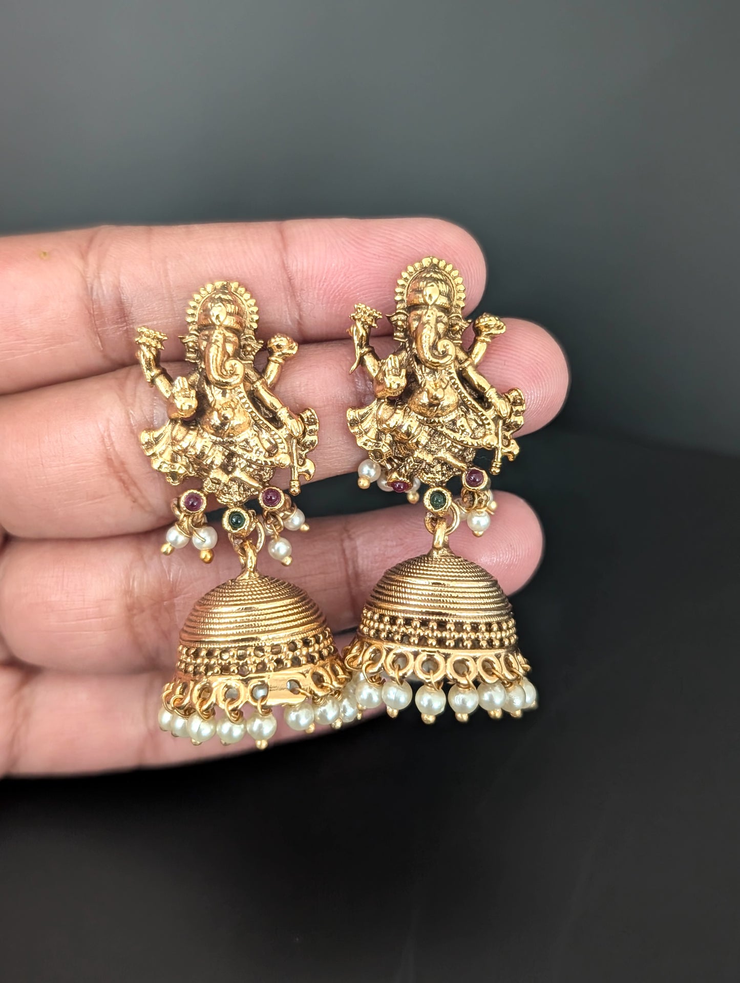 Lord Ganesh ji  Antique Long Necklace and Earrings set