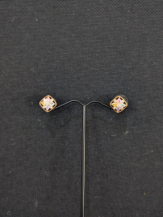 Diamond shape CZ Small Stud earrings