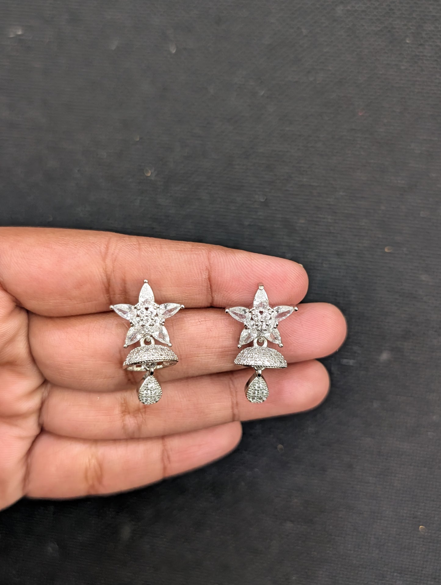 Small CZ Jhumka Earrings - D1