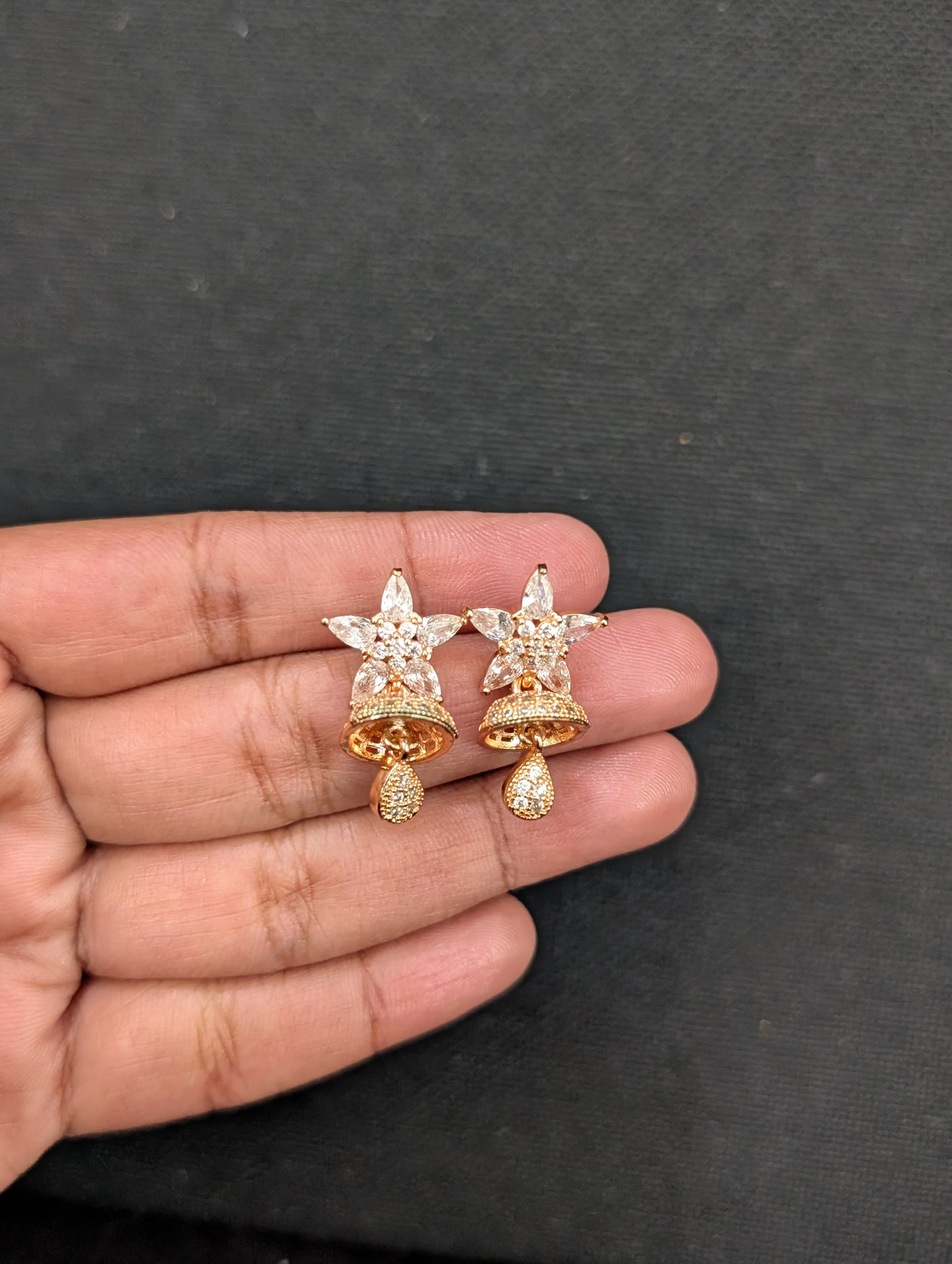 Small CZ Jhumka Earrings - D1