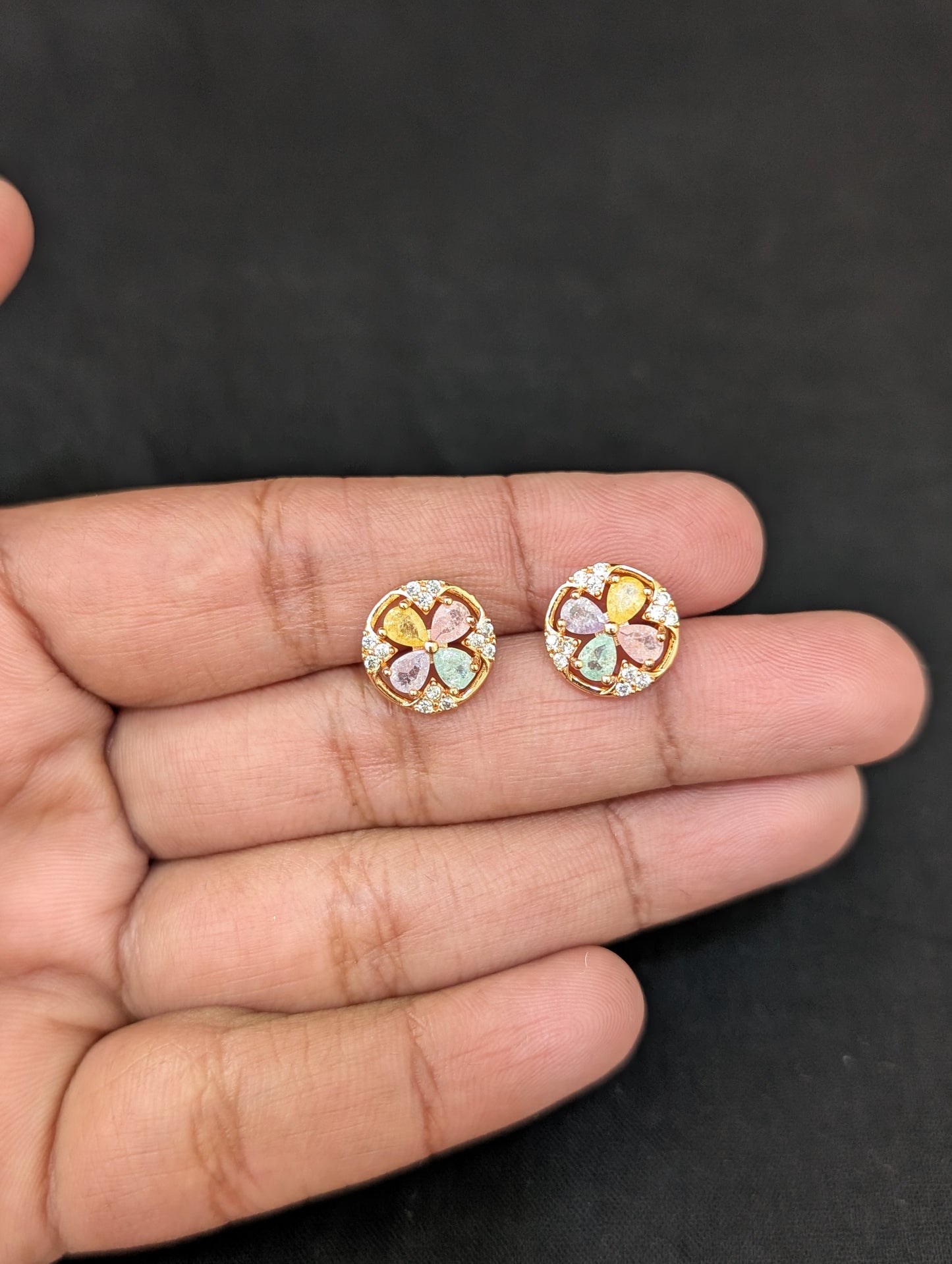 Rose gold CZ Small Stud earrings - 3 designs