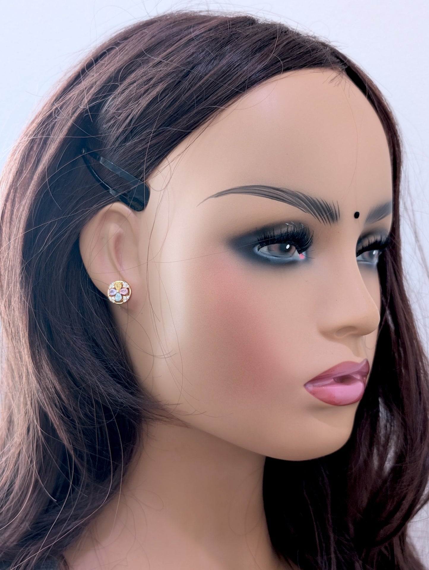 Rose gold CZ Small Stud earrings - 3 designs