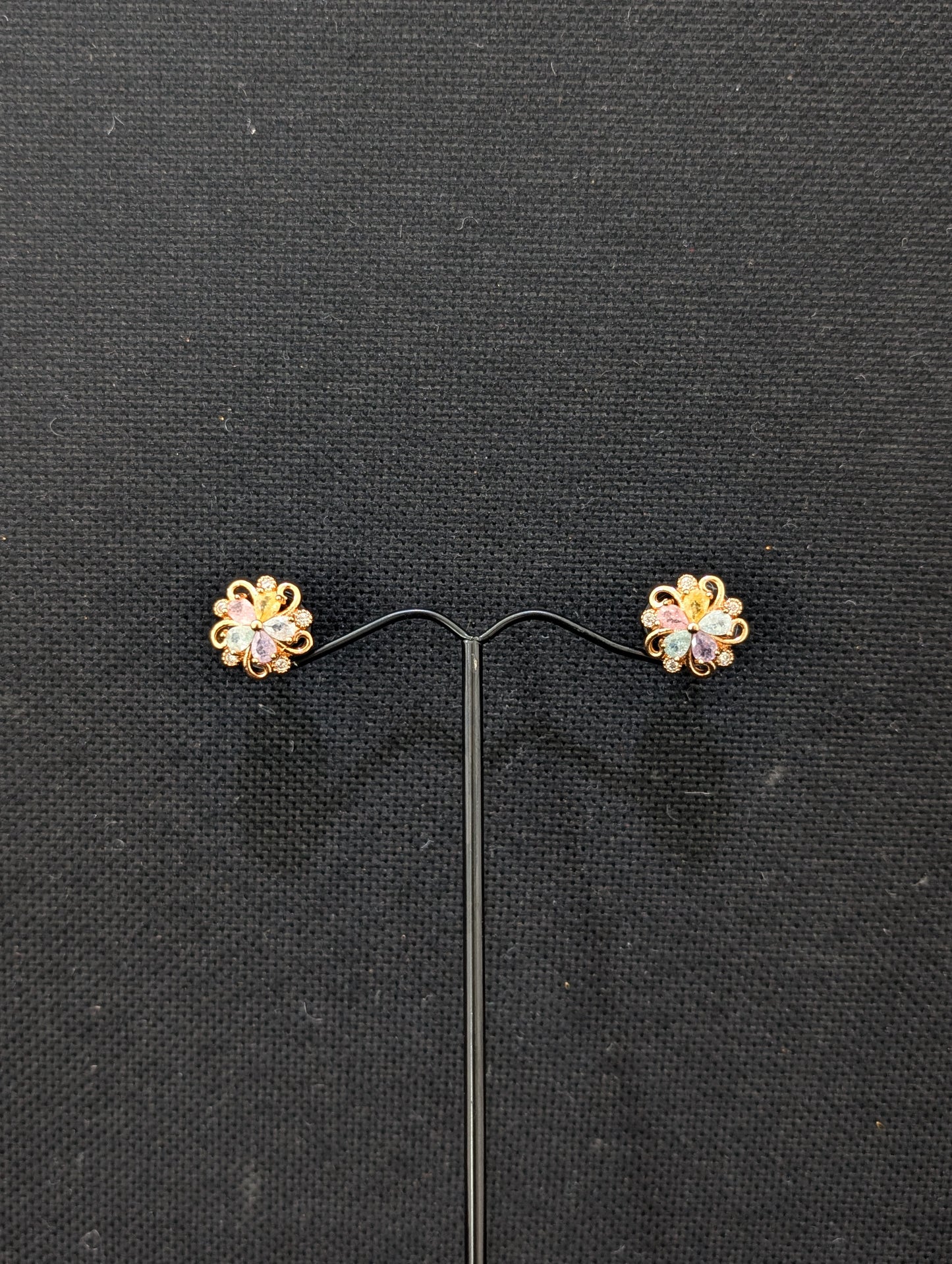 Rose gold CZ Small Stud earrings - 3 designs