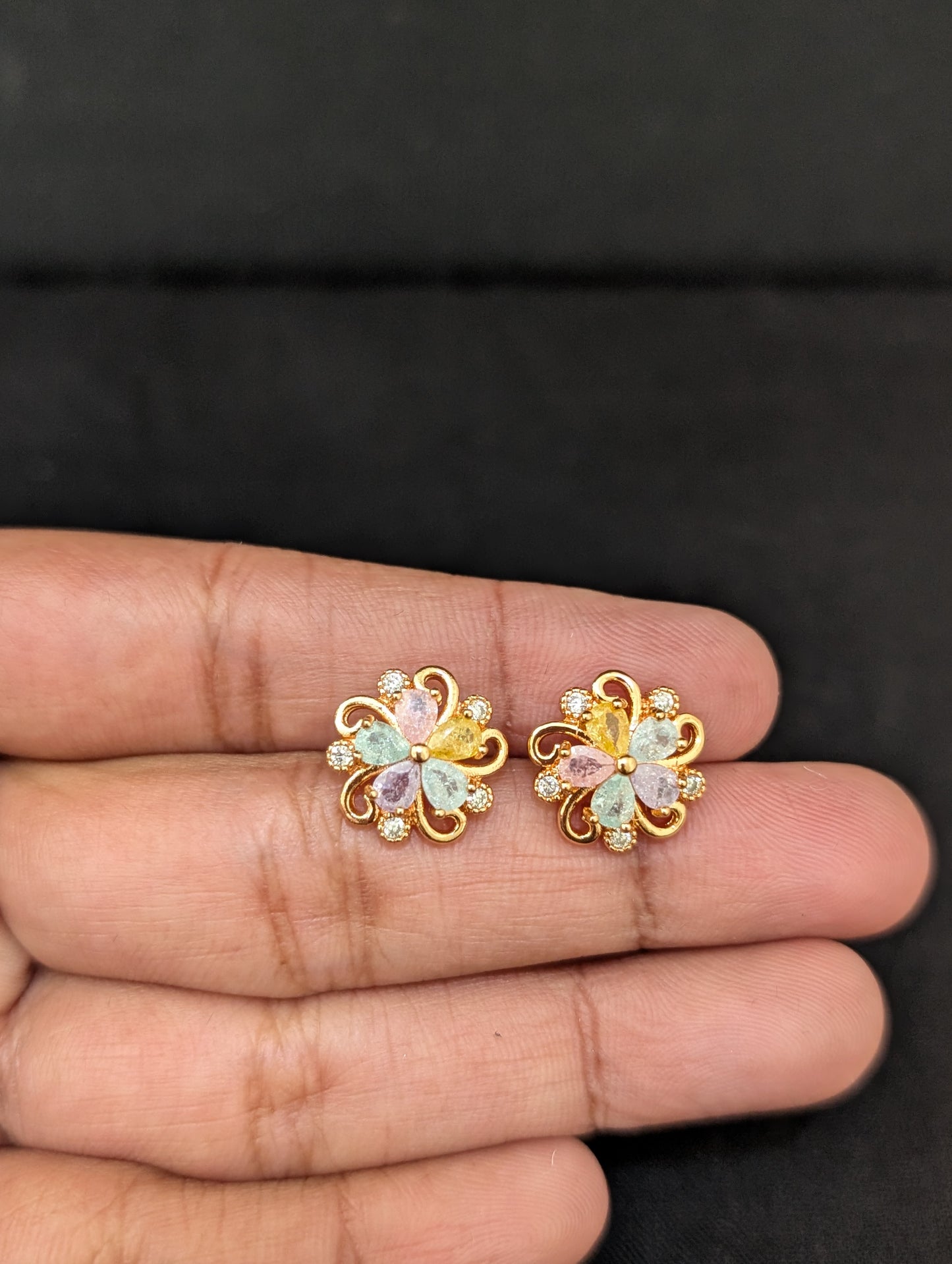 Rose gold CZ Small Stud earrings - 3 designs