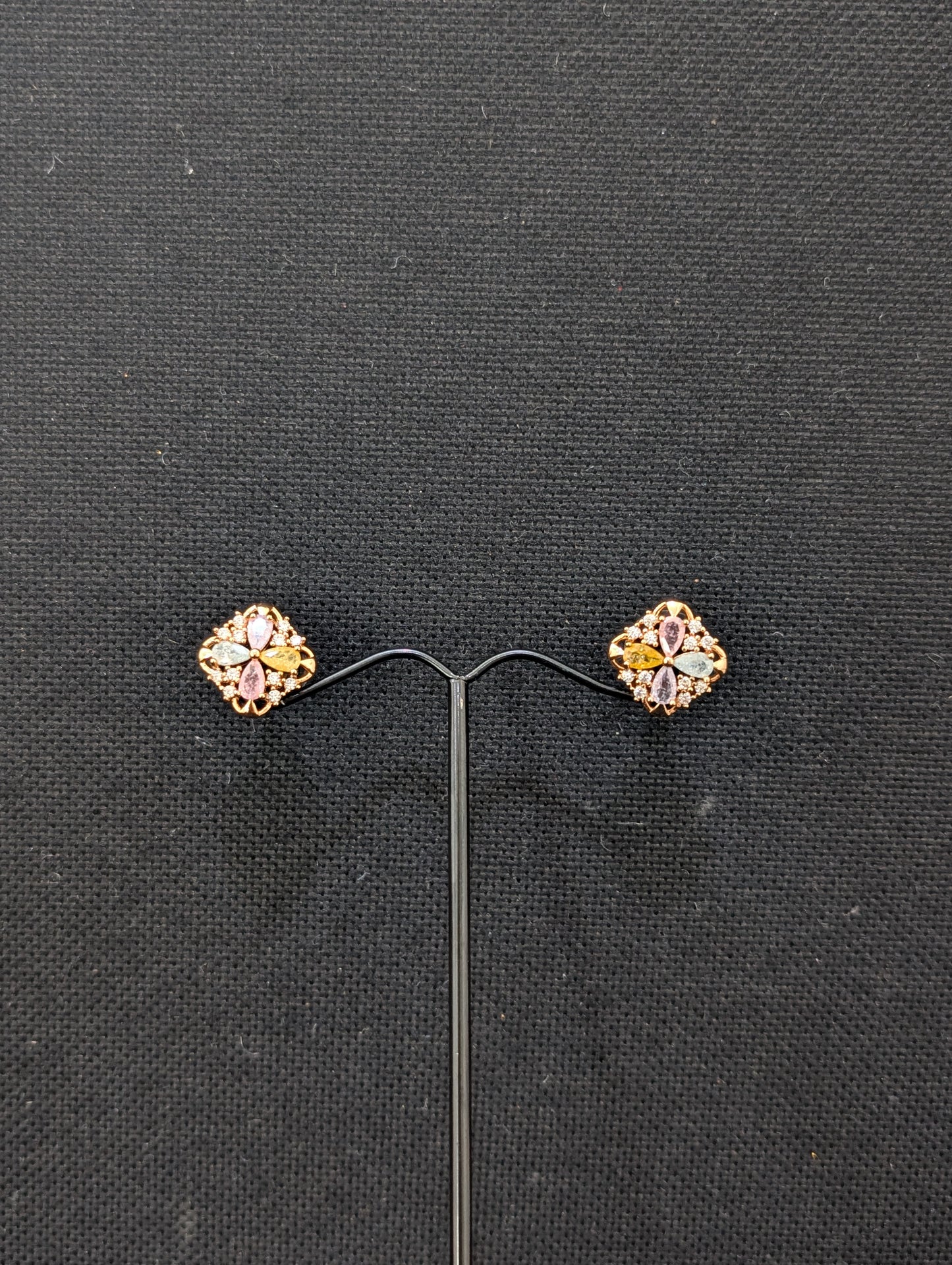 Rose gold CZ Small Stud earrings - 3 designs