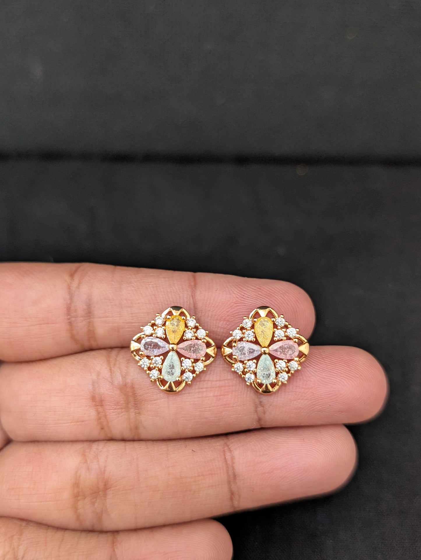 Rose gold CZ Small Stud earrings - 3 designs