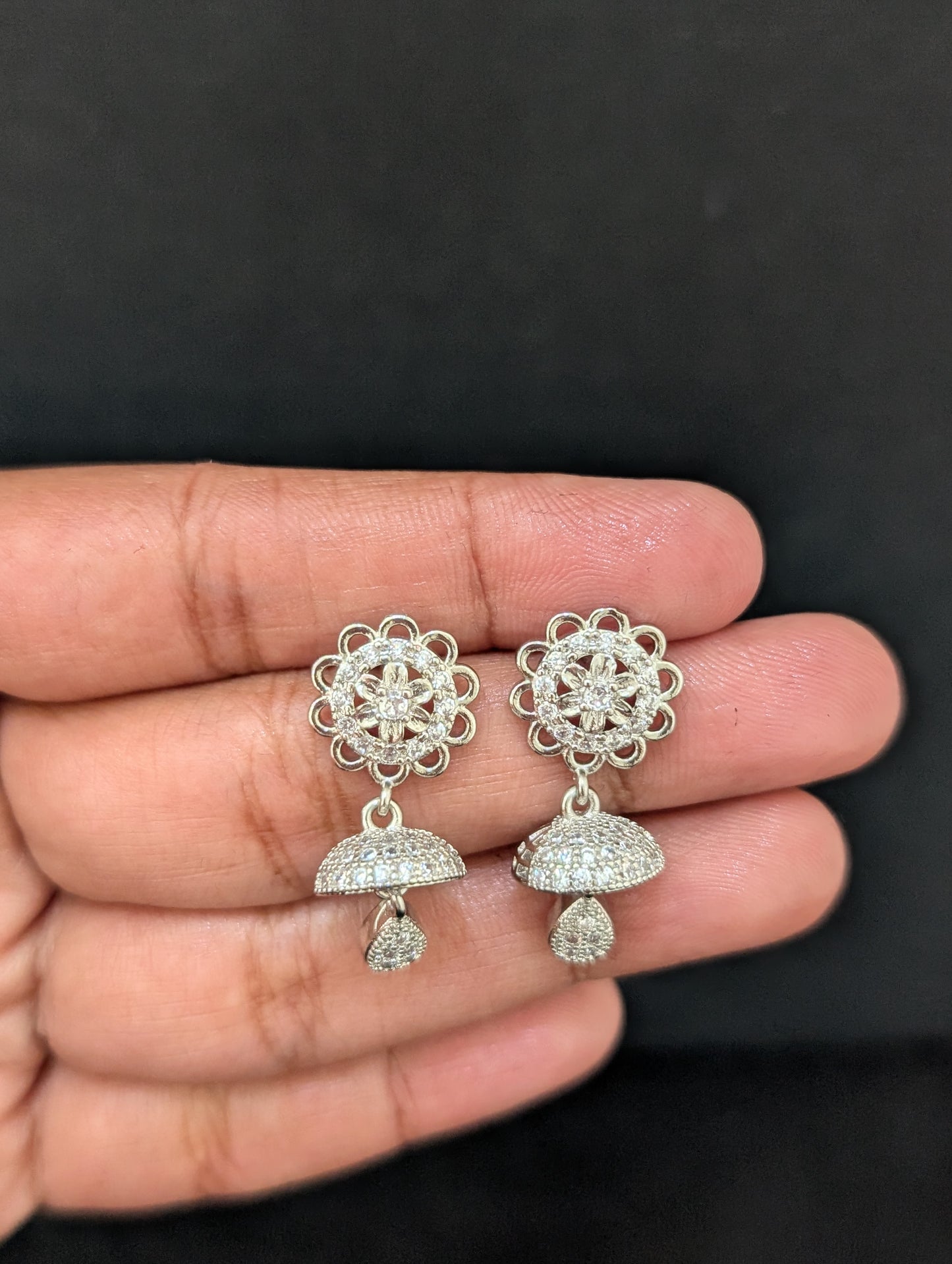 Small CZ Jhumka Earrings - D4