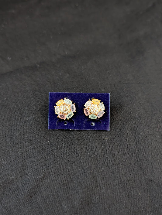 Rose gold CZ Flower Stud earrings