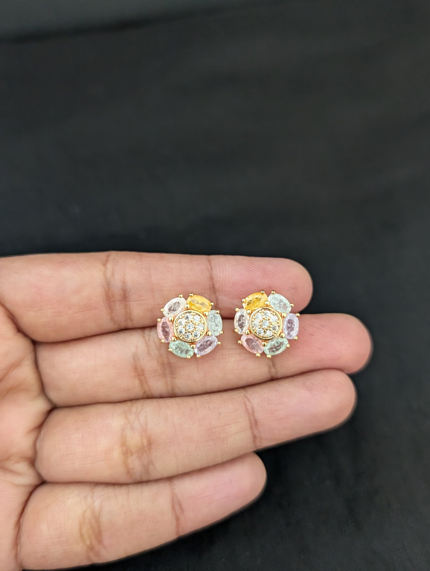 Rose gold CZ Flower Stud earrings