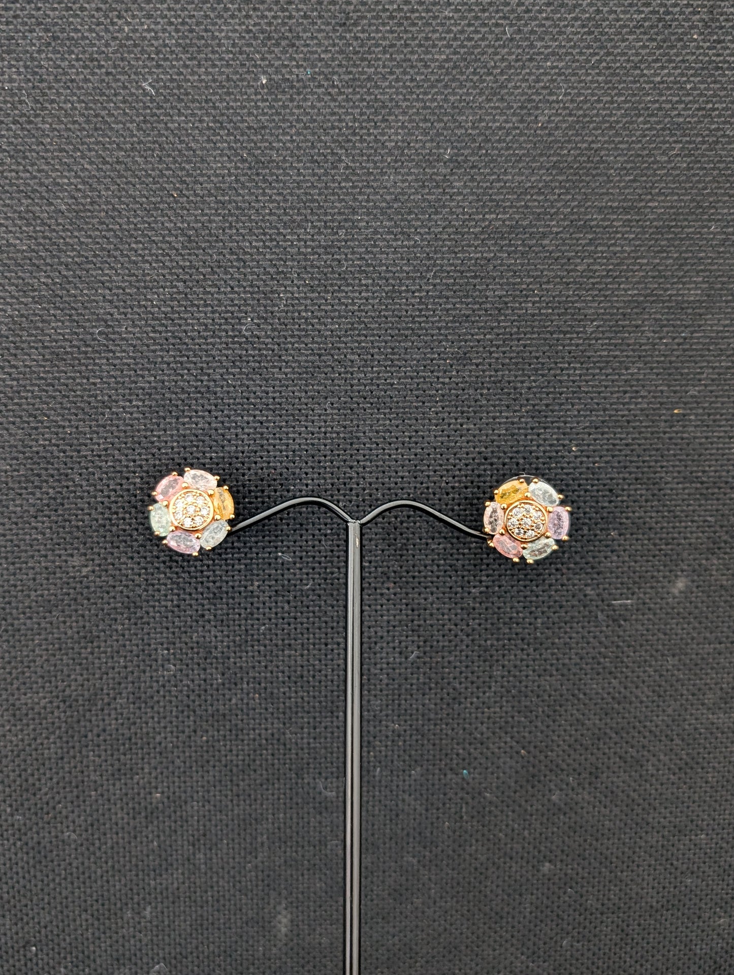 Rose gold CZ Flower Stud earrings