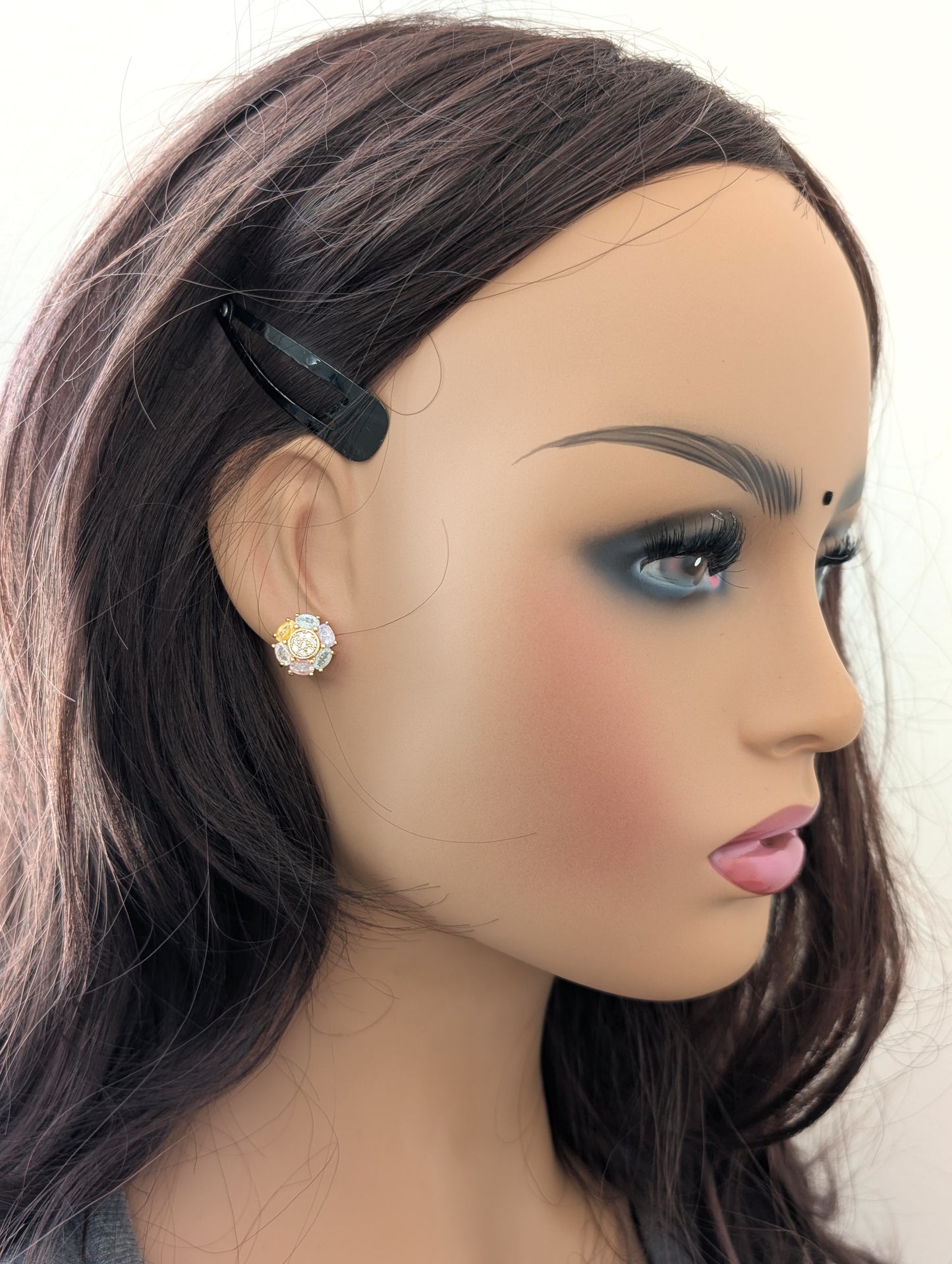 Rose gold CZ Flower Stud earrings