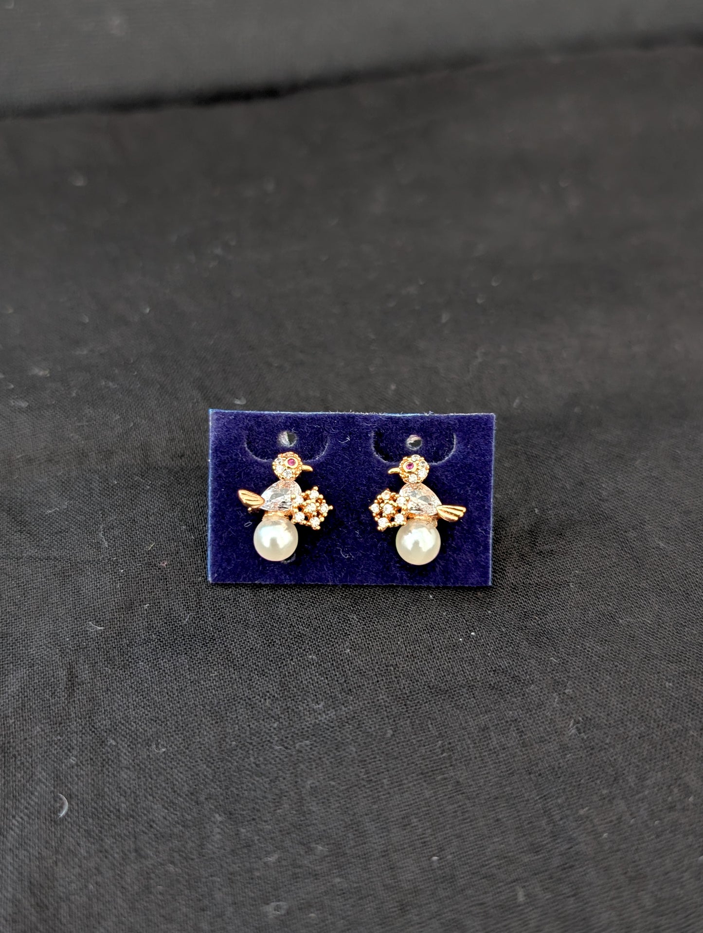 Light Rose gold CZ Bird Stud earrings