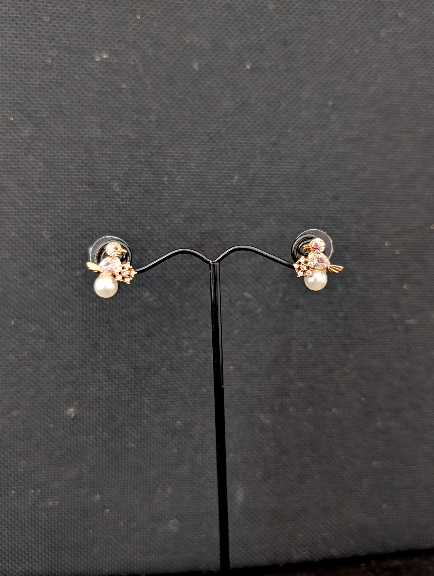 Light Rose gold CZ Bird Stud earrings